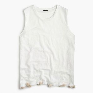 J. Crew Linen Pom-Pom Tank